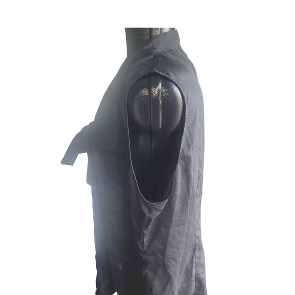 Pure Alfred Sung Black Sleeveless Blouse with Tie Neck XXL - Picture 4 of 6